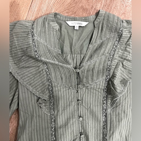 INTERMIX Eloise Ruffled Cotton Blouse - Picture 5 of 8